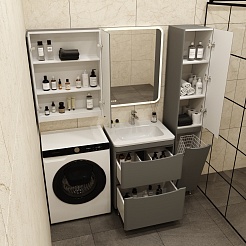 Style Line Тумба с раковиной Бергамо Мини 60 серая Люкс антискрейтч Plus – фотография-15